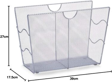 Підставка для журналів Zeller, сітчаста, приблизно 39 x 17,5 x 27 см, срібляста