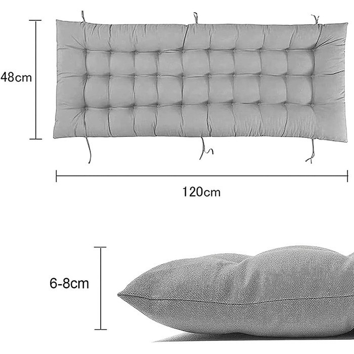 М'яка подушка для сидіння в приміщенні та на вулиці, 2/3 місця, прямокутна, 170 х 50 см, подушка для садового шезлонга, диван-гойдалка