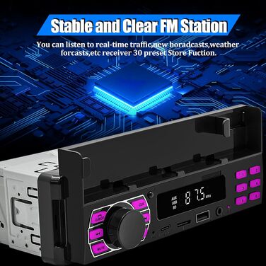 Автомобільна стереосистема 1 Din з Bluetooth MP3 APP Control/USB/FM/TF/AUX вхід - Автомобільне радіо з пультом дистанційного керування тримачем телефону