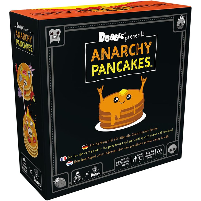 Виличні млинці, Dobble Anarchy Pancakes, Гра для вечірок, Карткова гра, 2-6 гравців, Від 8 років, 5 хвилин, Німецька, Багатомовна