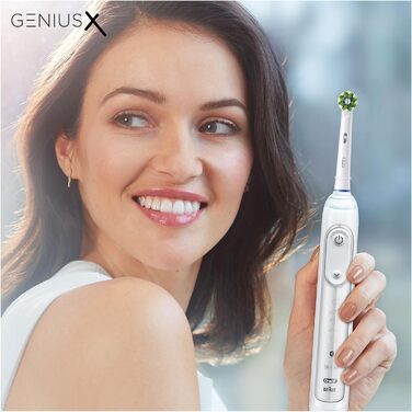 Електрична зубна щітка/електрична зубна щітка Oral-B Genius X, 6 режимів чищення зубів для догляду за зубами, додаток зі штучним інтелектом і Bluetooth, подарунок чоловіку/жінці, дизайн коричневий, білий