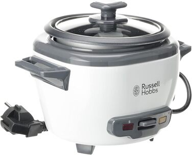 Рисоварка Russell Hobbs міні маленька 0,4 л (функція збереження тепла, каструля з антипригарним покриттям, ложка для рису та мірна чашка, також ідеально підходить для кіноа та кускусу, підігрівач рису) 27020-56