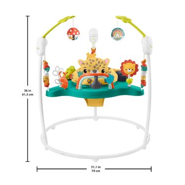 Грати весело Rainforest Jumperoo, з підсвічуванням і музикою, регулюється по висоті, дитяча іграшка від народження (леопард), 91 -