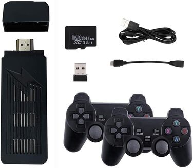 Ігрова приставка, Game Stick 4K HDMI вихід з 60000 ігор (256G) з 2.4G бездротовими контролерами Plug-and-Play відеоігри іграшка ручні емулятори для домашнього телевізора, 9 Retro Console