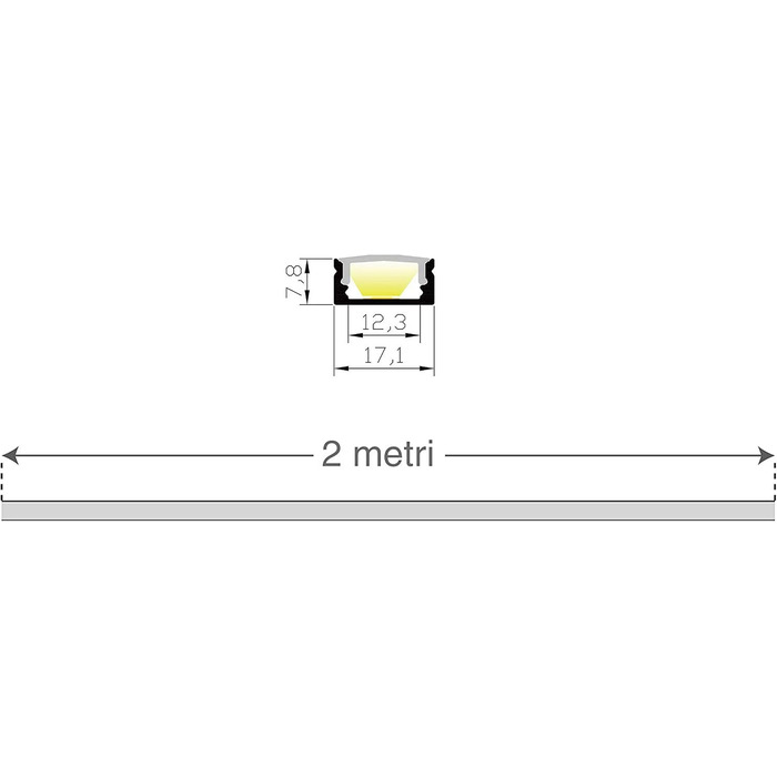 М (16 м) 1708N 17 x 8 мм Профіль Алюміній чорний для LED стрічки Жорстка планка 2 м 2 м Чохол (8 х 2 м, 1708 молочно-чорний), 8 шт., 2