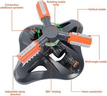 Садовий спринклер Tencoz, спринклер для газону, система зрошення газону, автоматичні садові спринклери, що обертаються на 360 градусів, спринклер для газону для двору, газону, дітей та садового апельсина