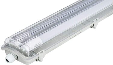 Світлодіодна вологозахищена лампа LumenTEC G13 IP65, 2 шт. T8 LED, 36 Вт 3600LM 120 см, світлодіодна вологозахищена лампа IP65, світлодіодний розсіювач, світлодіодна люмінесцентна лампа, холодний білий 6000K, кВт