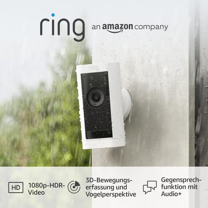 Акумулятор Ring Stick Up Cam Pro від Storeo Бездротова камера безпеки, відео 1080p HDR, 3D-детектор руху 30-денна безкоштовна пробна версія Ring Protect