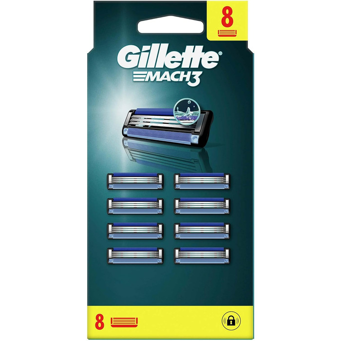 Леза для бритви Gillette Mach3, 8 змінних лез для вологих бритв чоловіків з 3-кратним лезом без розчарувань Одинарна упаковка