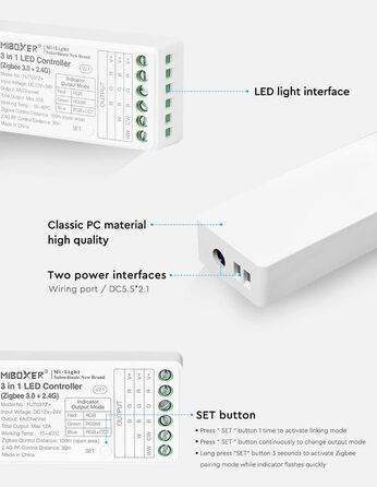 Диммер Milight Miboxer Zigbee3.0, одноколірний контролер світлодіодної стрічки, 12 В/24 В, сумісний із додатком Zigbee Storeo Echo/голосовим керуванням, (FUT037z)