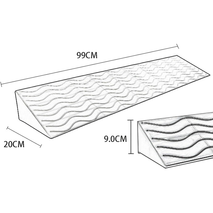 Інвалідний візок для бордюрного пандуса, дверний пандус для проїзду, поріг пандуса пластиковий нековзний, пандус трикутний килимок пластиковий малий підступний майданчик (колір чорний, розмір 99 * 20 * 9,0 см) 99 * 20 * 9,0 см чорний