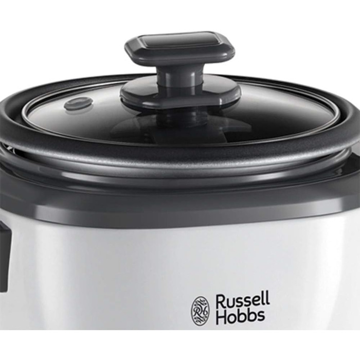 Рисоварка Russell Hobbs мала середня 0,8 л з вставкою для пароварки (функція підтримки тепла, каструля з антипригарним покриттям, ложка для рису та мірна чашка, мультиварка для овочів та риби тощо) 27030-56 Одинарний