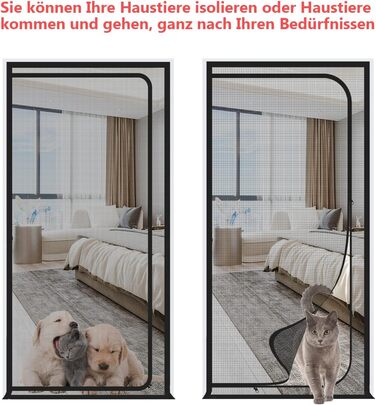 Балконні двері SHRRL Cat Screen, потовщений котячий екран для вітальні, спальні, кухні, внутрішнього дворика, двері з екраном для собак і котів із застібкою-блискавкою. (Підходить для розміру дверей 90 см х 210 см) (140x240 чорний)