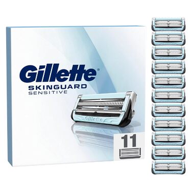 Леза для бритви Gillette SkinGuard Sensitive, 11 змінних лез для вологих бритв Men, покращена смуга ковзання, підходить для ручок Fusion 11 лез