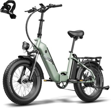 Чоловічий електронний велосипед Fafrees FF20 Polar Fatbike Чоловічий 20-дюймовий 48V 10,4Ah * 2 батареї до 160 км, офіційний жіночий складний велосипед E Bike для жінок на 160-200 см, стартова допомога 6 км / год, Ebike Shimano 7S електричний велосипед гі