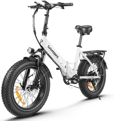 Електричний велосипед SAMEBIKE 250W E Bike Електричний велосипед 20 Fat Tire E Bike Складний велосипед 48V / 13Ah Акумулятор, позашляховий гірський велосипед, можна встановити круїзний режим, пульт дистанційного керування NFC Чоловіки Жінки Білий