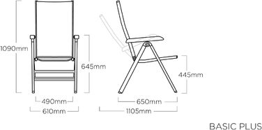 Багатопозиційне крісло KETTLER Basic Plus садове крісло з регулюванням високої спинки стійке до погодних умов садове крісло з алюмінію та тканини для вулиці антрацит/антрацит
