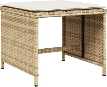 Садовий стілець з подушками ShGaxin 4 шт. Бежевий 40x40x35 см Poly Rattan, балконний стілець, садовий підніжка, садовий підніжка, підніжка для крісла, садовий меблевий табурет - 4007487