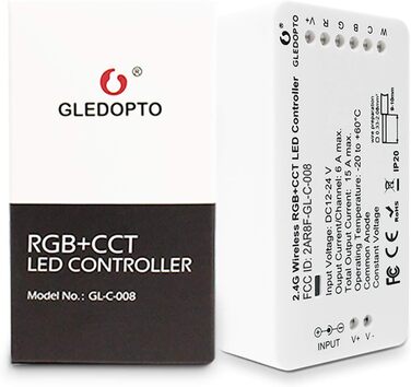 Контролер контролера GLEDOPTO ZigBee для світлодіодної стрічки RGBCCT WRGBWW для 12 В або 24 В протестовано з Philips Hue*, Alexa Echo Plus, Homee (Rgbcct/Rgbтеплий білий холодний білий)