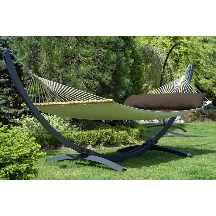 Відкритий панамський гамак Potenza з алюмінієвим каркасом на 2 особи I Stick Hammock XXL 210x140, 200kg I Рама гамака 200 кг Атмосферостійка (коричневий, основна рама графіт) Коричнева основна рама Графіт