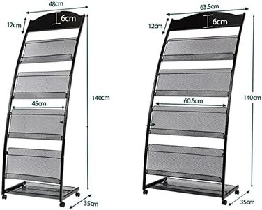 Сучасна підставка для журналів, підставка для газет, інформаційний стенд, односторінковий стенд для презентації брошур, підставка для газет, підставка для журналів, підлоговий стелаж для зберігання книг, підставка для журналів (6 63,5 см)