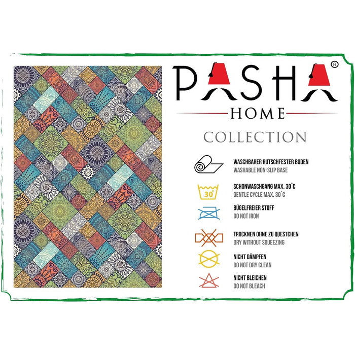 Килимок для кухні Pasha Home 80x150 см Bohemia colorful/Кухонна доріжка, яку можна прати при 30C/Кухонна доріжка не ковзає і легко чиститься/Килимок для кухні, передпокою, спальні або вітальні 80x150 Bohemia