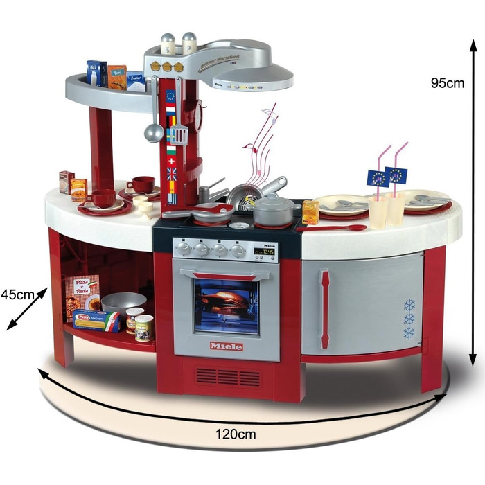 Ігрова кухня з кухонними приладами Варильна поверхня зі звуком Вкл. ігрові кухонні аксесуари Іграшки для дітей від 3 років і старше Одномісні, 9155 Miele Kitchen Gourmet International