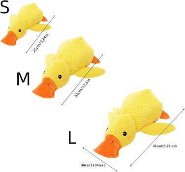 Антистрес Duck Dog, Антистрес Duck, Yellow Squeaky Toy Інтерактивна іграшка для собак, Плюшева жувальна іграшка для собак. Спокійний і врівноважений Антистрес Duck (Yellow, S)