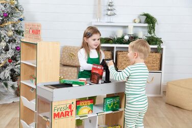 Іграшка Melissa & Doug Продуктовий магазин Рольова гра Дерев'яна іграшка Великі ігрові набори для дітей 3 Подарунок для хлопчиків або дівчаток, різнокольоровий