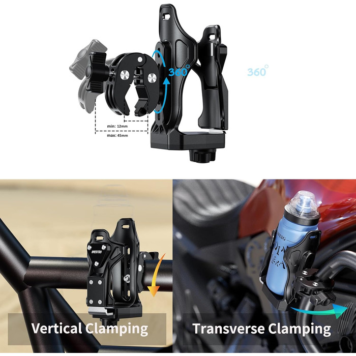 Підстаканник для мотоцикла iMESTOU, тримач для пляшки з водою для квадроциклів, сумісний з пляшками для пиття діаметром 50-90 мм, з металевим затискачем 1,3-4 см, підходить для велосипеда, скутера, коляски, візка для гольфу