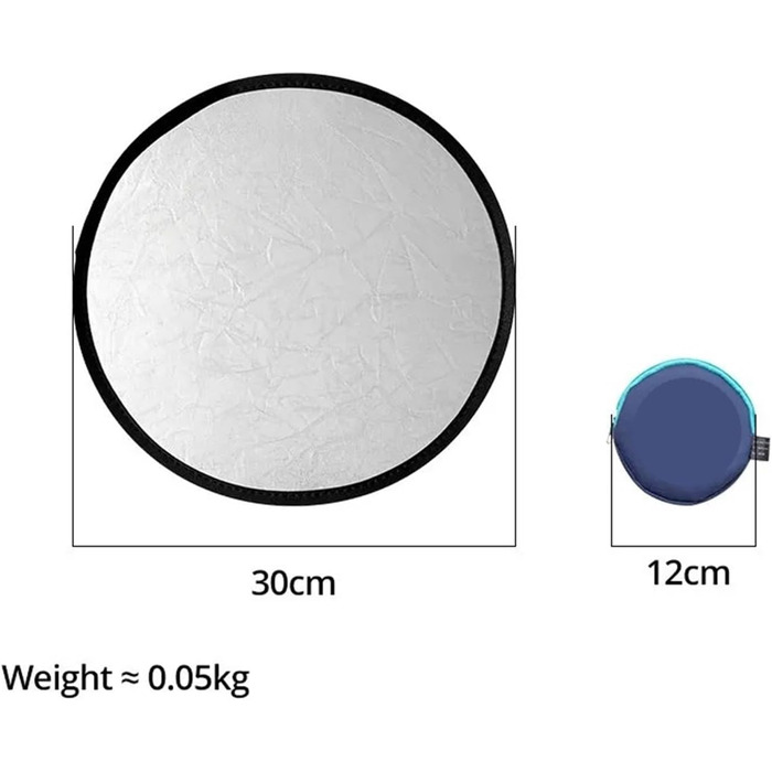 Рефлектор для фотографії 2-в-1 багатодисковий легкий круглий відбивач з кишенею, портативний, розбірний, срібло, золото, білий, для фотостудії (110 см золото, срібло)