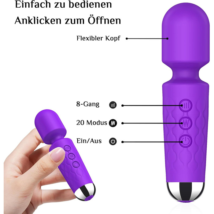 Вібратор Vibration для жінок Sex Toys, Фалоімітатор з 8 інтенсивностями вібрації, Секс іграшка для жінок пар 20 частот вібрації, Набори вібраторів для жінок Паличка для масажу клітора, фіолетовий