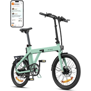 З акумулятором APP Ebike 36V 9.6Ah до 100 км, складний велосипед E Bike з двигуном потужністю 250 Вт, макс. 25 км/год, датчик крутного моменту 42 Нм та карбоновий ремінь, електровелосипед 3-ступінчастий PAS приміський для міста P20 зелений