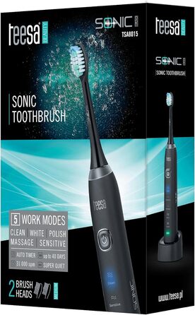 Зубна щітка Teesa Sonic Black Sonic TSA8015, 5 програм чищення чорна