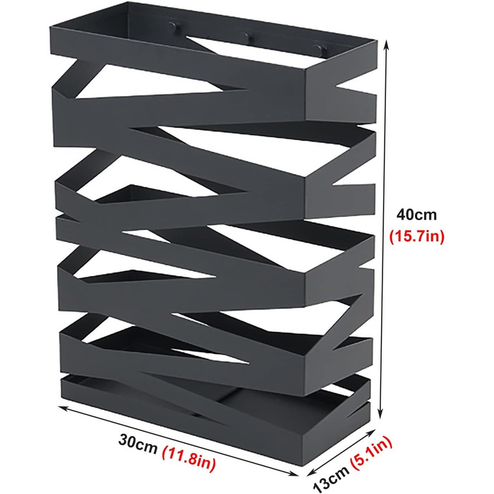 Підставка для парасольок, Порожниста підставка для парасольок для офісу, квартири, вузький тримач для парасольки - економія місця, прямокутна окремо стояча підставка-органайзер у металевому/чорному кольорі