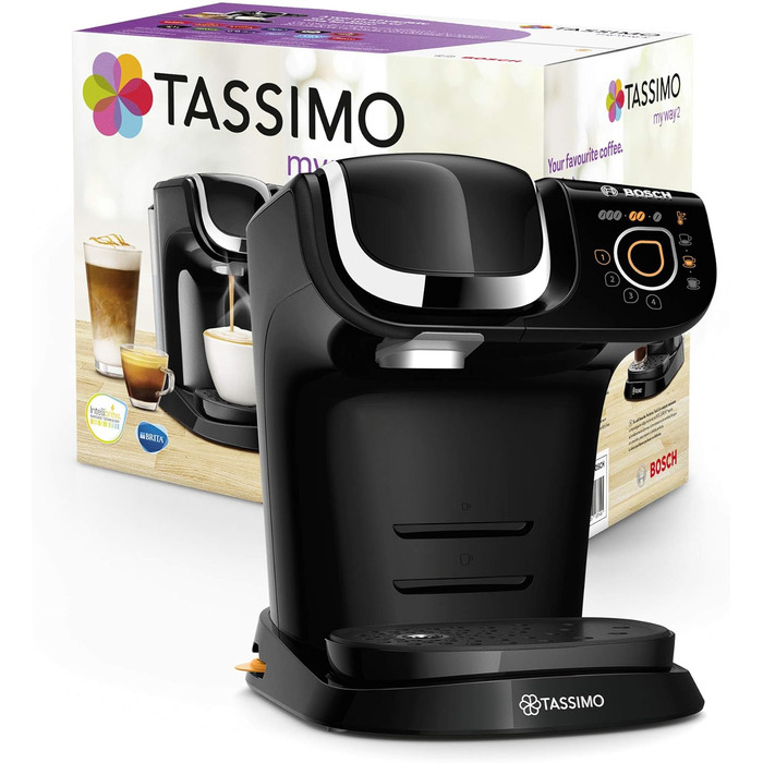 Побутова техніка Tassimo My Way 2 капсульна машина TAS6502 кавоварка, з водяним фільтром, понад 70 напоїв, персоналізація, повністю автоматична, легке приготування, 1,500 Вт, 1,3 літра, чорний чорний з одинарним фільтром