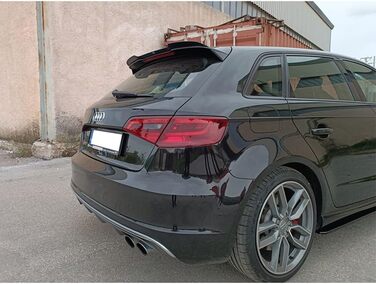 Сумісний з Audi A3 (8V) S-Line/S3 Hatchback/Sportback 2012-2016 (ABS Black Glossy), 487 Roof Spoiler (Spoiler Cap)