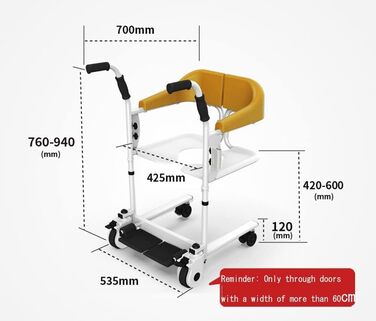 Інвалідний візок для пацієнта додому, портативне крісло для перенесення, допоміжний засіб для підйому інвалідного візка з розділеним сидінням на 180, інвалідний візок у ванній кімнаті, приліжковий комод з горщиком для людей похилого віку з обмеженими можл
