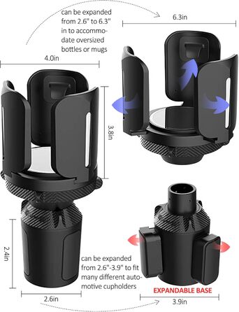 Підсклянник-розширювач для автомобіля, підсклянник для автомобіля, розширювач, стійка і формована основа і кронштейни сумісні з більшістю чашок, напоїв і автомобілів
