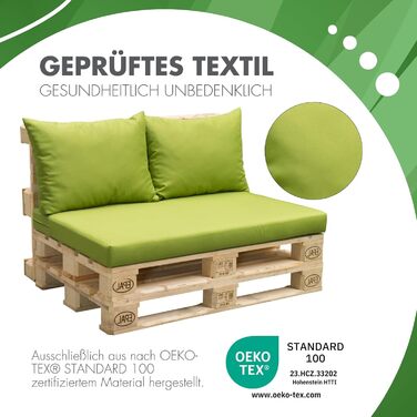 Набір подушок Doppler Pallet Cushion Casaya 3 шт. Fresh Green I Pallet Cushion OEKO-TEX сертифікований з 1 подушкою для сидіння (120x80x15 см) 2 подушками для спинки (60x45x12 см) I Подушки для піддонів із захистом від плям Freshgreen