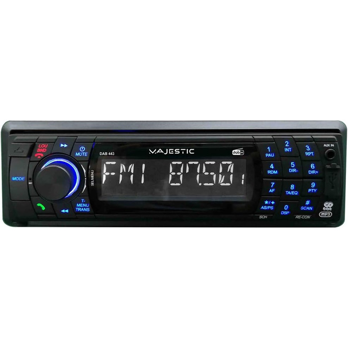 Автомагнітола Bluetooth, CD/MP3-плеєр, USB/SD/AUX-IN, 180 Вт (45 Вт x 4 канали), складні передні двері, чорний, 443 RDS FM/DAB PLL