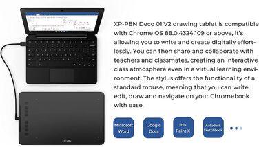 Графічний планшет XP-PEN DECO01V2, малювання, 10 x 6 дюймів, пасивний стилус, 8192 кроки, нахил і 8 ярликів, сумісний з Windows/Mac OS/ChromeBook/Android Deco01 V2