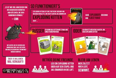 Вибухові кошенята, Exploding Kittens NSFW Edition (Edition 2024), Базова гра, гра для вечірок, карткова гра, 2-5 гравців, 18 років, 15 хвилин, німецька, різнокольорова, барвиста