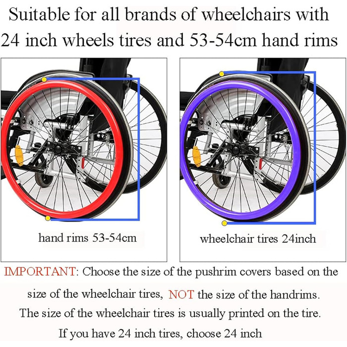 Розсувні чохли для ободів інвалідного візка, 22/24 дюйма, спортивний чохол для заднього колеса, чохли для ручного крісла колісного, нековзкі зносостійкі розсувні чохли для обода інвалідного візка, фіолетовий, 24 дюйми фіолетовий 24 дюйми