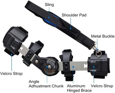 Ліктьовий ортез з шарніром, ліктьова шина для дорослих, іммобілізатор, регульований ортез для фіксації ліктя, для реабілітації після переломів ліктя (розмір лівий)