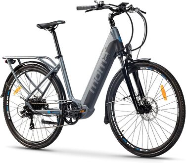 Електричний міський велосипед moma bikes EBIKE28 PRO, алюміній, 7 передач Shimano та гідравлічні дискові гальма, вбудований літій-іонний акумулятор 48V 13Ah