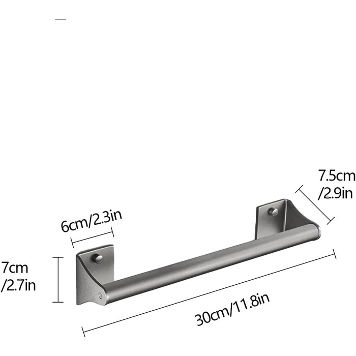 Захисні поручні для ванної кімнати з обмеженими можливостями, нержавіюча сталь, поручні з нержавіючої сталі, поручні для людей похилого віку (сірий, 30 см/11,8 дюйма) 30 см/11,8 дюйма сірий