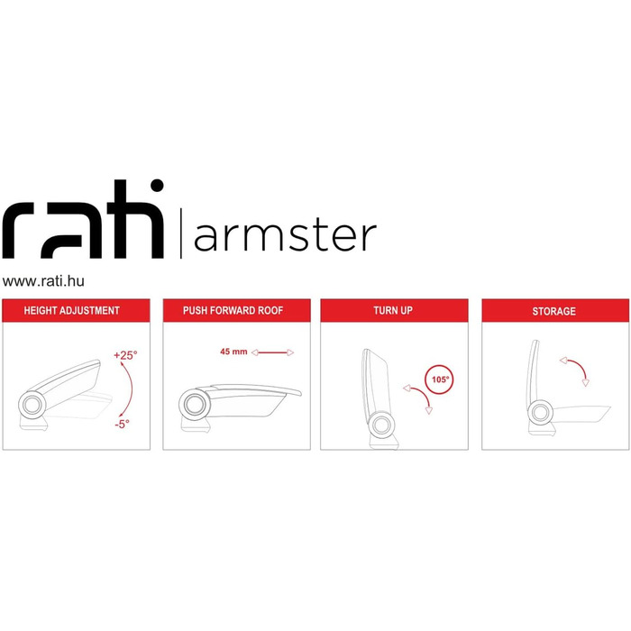 Автомобільний центральний підлокітник з адаптером, Armster 3, підходить для koda Fabia IV, 2021-