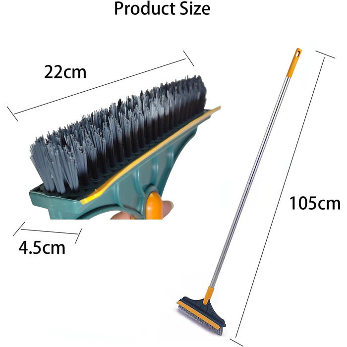 Щітка для підлоги Syiyunran Щітка для підлоги Water Squeegee Corner Upgrade Brush - щітка 2-в-1 ABS/гумова мітла, використовується як щітка для миття ракеля. V-подібна щетина для кращого очищення кутів