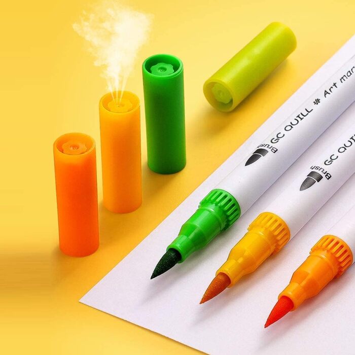 Набір ручок GC QUILL 100 кольорів, Набір ручок-щіток Fiber Pen, Книжка-розмальовка з подвійним наконечником фломастерів для дорослих Bullet Journal GC-100W